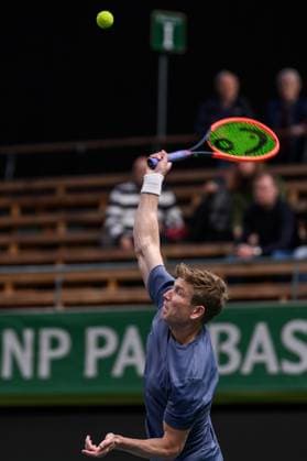 241016 AndrÃ Göransson of Sweden competes in a men s doubles tennis match during day 5 of the ATP, Tennis Herren 250 Nordic Open on October 16, 2024 in Stockholm. Photo: Jesper Zerman BILDBYRAN kod JZ SD0014 tennis atp 250 nordic open day 5 bbeng Copyright: JESPERxZERMAN BB241016JZ012