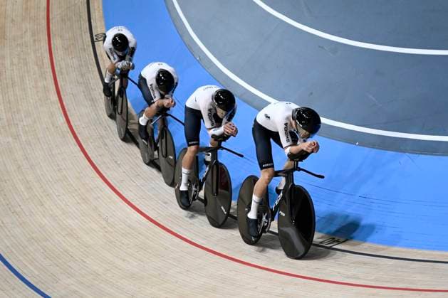 Sport Bilder des Tages DK: 20241016 Ballerup, Danmark. UCI VM i Banecykling, dag 1. Kvalifikation, m¾nd Team Pursuit, Tyskland UK: 20241016 Ballerup, Denmark. UCI 2024 Track World Championships, day 1. Qualification, men team pursuit, Germany 