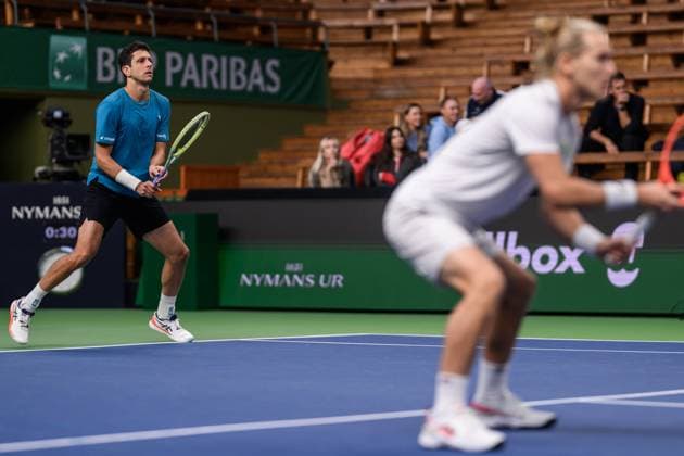 241016 Marcelo Melo of Brazil competes in a men s doubles tennis match during day 5 of the ATP, Tennis Herren 250 Nordic Open on October 16, 2024 in Stockholm. Photo: Jesper Zerman BILDBYRAN kod JZ SD0014 tennis atp 250 nordic open day 5 bbeng Copyright: JESPERxZERMAN BB241016JZ023