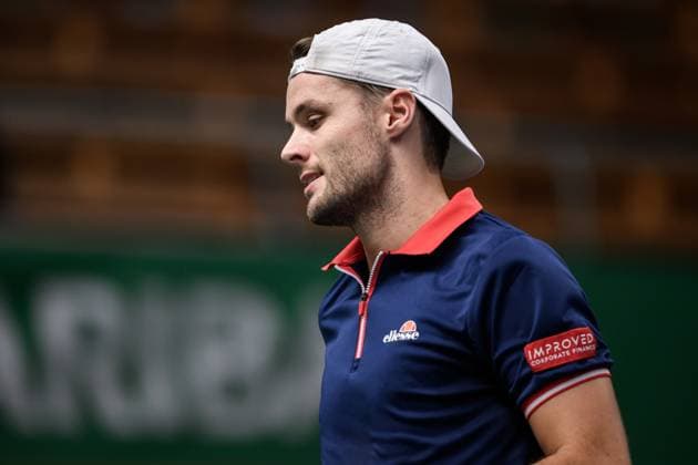 241016 Sem Verbeek of Netherlands competes in a men s doubles tennis match during day 5 of the ATP, Tennis Herren 250 Nordic Open on October 16, 2024 in Stockholm. Photo: Jesper Zerman BILDBYRAN kod JZ SD0014 tennis atp 250 nordic open day 5 bbeng Copyright: JESPERxZERMAN BB241016JZ030