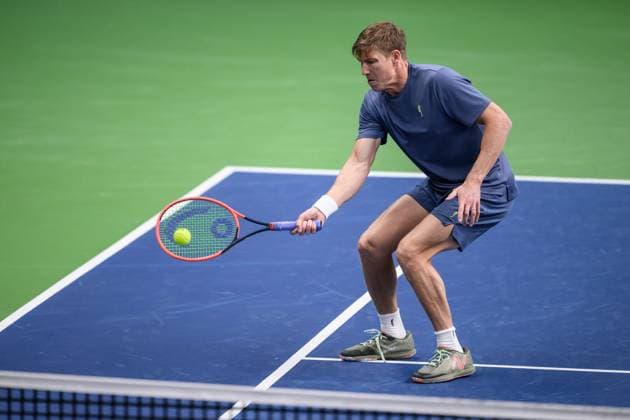 241016 AndrÃ Göransson of Sweden competes in a men s doubles tennis match during day 5 of the ATP, Tennis Herren 250 Nordic Open on October 16, 2024 in Stockholm. Photo: Jesper Zerman BILDBYRAN kod JZ SD0014 tennis atp 250 nordic open day 5 bbeng Copyright: JESPERxZERMAN BB241016JZ034