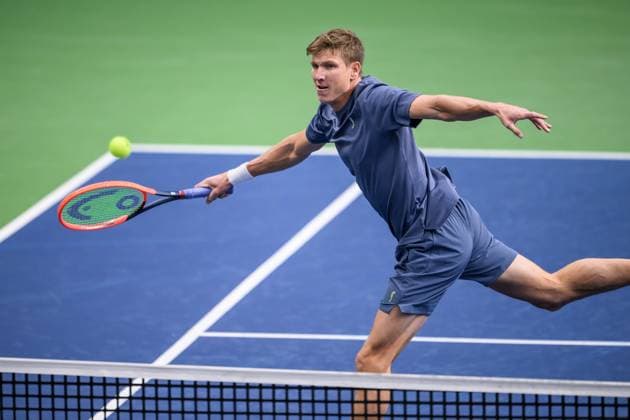 241016 AndrÃ Göransson of Sweden competes in a men s doubles tennis match during day 5 of the ATP, Tennis Herren 250 Nordic Open on October 16, 2024 in Stockholm. Photo: Jesper Zerman BILDBYRAN kod JZ SD0014 tennis atp 250 nordic open day 5 bbeng Copyright: JESPERxZERMAN BB241016JZ037