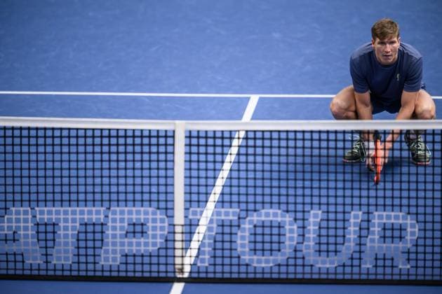 241016 AndrÃ Göransson of Sweden competes in a men s doubles tennis match during day 5 of the ATP, Tennis Herren 250 Nordic Open on October 16, 2024 in Stockholm. Photo: Jesper Zerman BILDBYRAN kod JZ SD0014 tennis atp 250 nordic open day 5 bbeng Copyright: JESPERxZERMAN BB241016JZ038