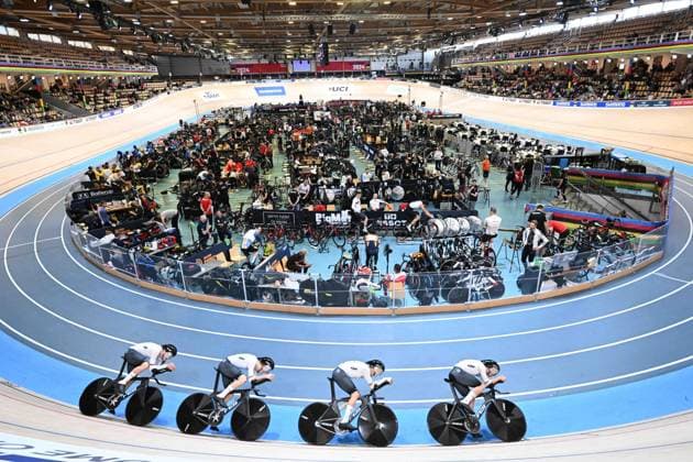16-10-2024 World Championships Elite Track; Giornata 01; 2024, Germany; Boos, Benjamin; Gross, Felix; Jochum, Ben Felix; Kessler, Bruno; Velodromo Ballerup; 