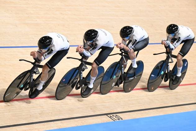 16-10-2024 World Championships Elite Track; Giornata 01; 2024, Germany; Boos, Benjamin; Gross, Felix; Jochum, Ben Felix; Kessler, Bruno; Velodromo Ballerup; 