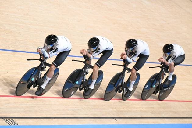 16-10-2024 World Championships Elite Track; Giornata 01; 2024, Germany; Boos, Benjamin; Gross, Felix; Jochum, Ben Felix; Kessler, Bruno; Velodromo Ballerup; 