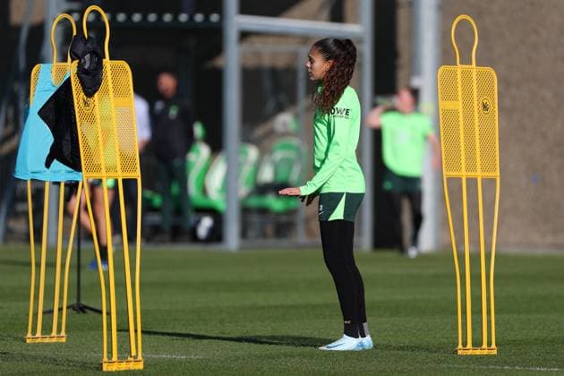 VfL vs. Olympique Lyon, CL Frauen, Vorberichte Wolfsburg, 16.10.2024, FUßBALL - VfL Wolfsburg vs. Olympique Lyon, Gruppenrunde Champions League Frauen, Saison 2024 25. VfL Wolfsburg Abschlusstraining, Ariana Arias (VfL Wolfsburg) Wolfsburg