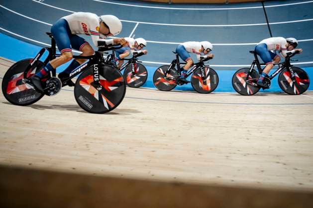 Charlie Tanfield, Oliver Wood, Ethan Edward Hayter and Josh Charlton from Great Britain during the men s qualification in the 4000 meter team pursuit at the World Championships in Track cycling, Rad, Radsport, Bahnrad, Bahn at Ballerup Super Arena in Denmark on Wednesday, October 16, 2024. , Ballerup Denmark Copyright: RitzauxScanpix MadsxClausxRasmussenx spdk20241016-162640-L