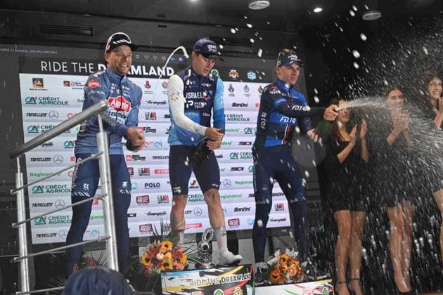 16-10-2024 Giro Del Veneto; 2024, Israel - Premier Tech; 2024, Alpecin - Deceuninck; 2024, Groupama - Fdj; Strong, Corbin; Meurisse, Xandro; Gregoire, Romain; Vicenza; 