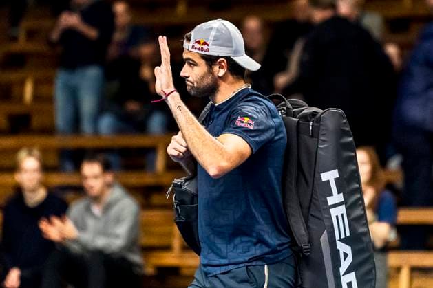 241016 Matteo Berrettini of Italy looks dejected after competing in a men s singles tennis match during day 5 of the ATP, Tennis Herren 250 Nordic Open on October 16, 2024 in Stockholm. Photo: Sara Damne BILDBYRAN kod SD SD0014 tennis atp 250 nordic open day 5 bbeng depp Copyright: SARAxDAMNE BB241016SD032