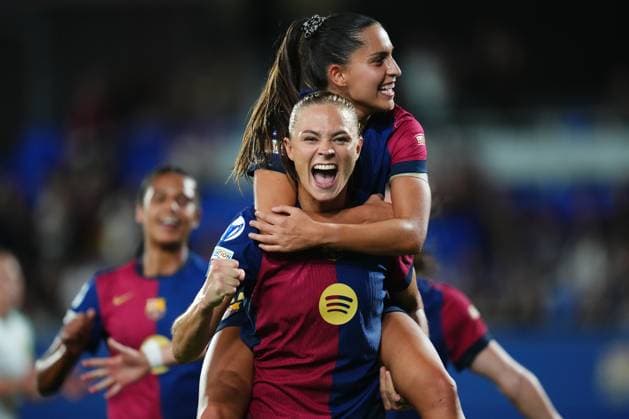 Bilder des Jahres 2024, Sport 10 Oktober Sport Themen der Woche KW42 Sport Bilder des Tages ESP: FC Barcelona, Barca v Hammarby. UEFA Women™s Champions League match. Fridolina Rolfo of FC Barcelona celebrates after scoring the 9-0 during the UEFA Women™s Champions League match, Group D, date 2, between FC Barcelona and Hammarby played at Johan Cruyff Stadium on October 16, 2024 in Barcelona Spain. kpng Copyright: xBaguxBlancox xPRESSINPHOTOx PS_241016_BAR_HAM_036
