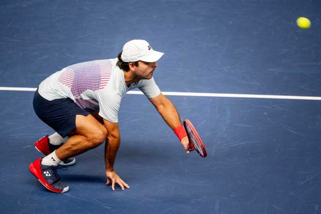 STOCKHOLM 20241017 Dubbelmatchen mellan Gonzalo Escobar och Diego Hidalgo fran Ecuador mot Hugo Nys fran Monaco och Jan Zielinski fran Polen under Stockholm Open i Kungliga tennishallen. Stockholm SVERIGE x10430x