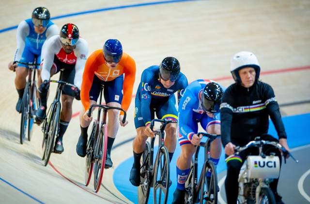 BALLERUP - Harrie Lavreysen during the first round of the Keirin on the second day of the World Track cycling, Rad, Radsport, Bahnrad, Bahn Championships at the Ballerup Super Arena. ANP IRIS VAN DEN BROEK xVIxANPxSportx xxANPxIVx 511076202 originalFilename: 511076202.jpg