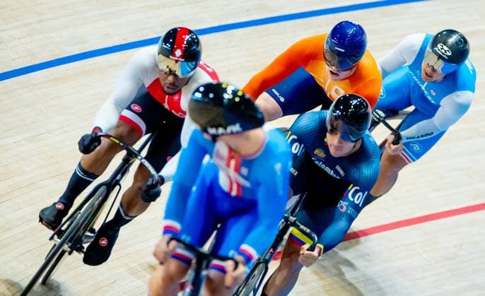 BALLERUP - Harrie Lavreysen during the first round of the Keirin on the second day of the World Track cycling, Rad, Radsport, Bahnrad, Bahn Championships at the Ballerup Super Arena. ANP IRIS VAN DEN BROEK xVIxANPxSportx xxANPxIVx 511076474 originalFilename: 511076474.jpg