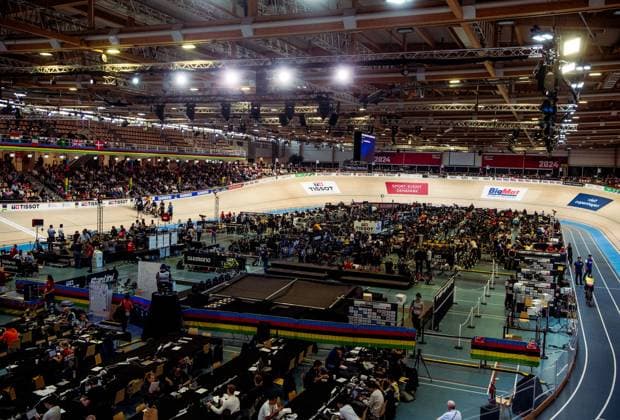 241017 Ballerup Super Arena during day 2 of the 2024 UCI Tissot Track cycling, Rad, Radsport, Bahnrad, Bahn World Championships on October 17, 2024 in Ballerup. Photo: Christian Örnberg BILDBYRAN COP 166 CO0480 cykling cycling sykling landslaget national team, Nationalteam 2 bbeng grappa33 arena Copyright: CHRISTIANxÖRNBERG BB241017CO002