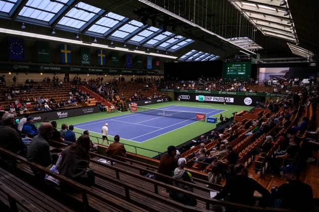 241017 Interior view of Kungliga Tennishallen during day 6 of the ATP, Tennis Herren 250 Nordic Open on October 17, 2024 in Stockholm. Photo: Jesper Zerman BILDBYRAN kod JZ JZ0581 tennis atp 250 nordic open day 6 bbeng arena Copyright: JESPERxZERMAN BB241017JZ002
