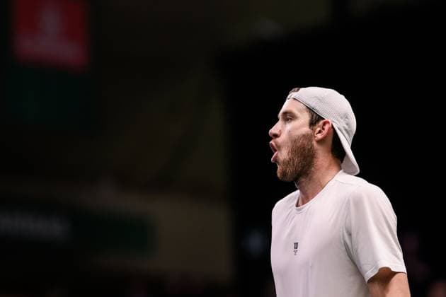 241017 Nicolas Jarry of Chile looks dejected as he competes in a men s singles tennis match during day 6 of the ATP, Tennis Herren 250 Nordic Open on October 17, 2024 in Stockholm. Photo: Jesper Zerman BILDBYRAN kod JZ JZ0581 tennis atp 250 nordic open day 6 bbeng depp Copyright: JESPERxZERMAN BB241017JZ005