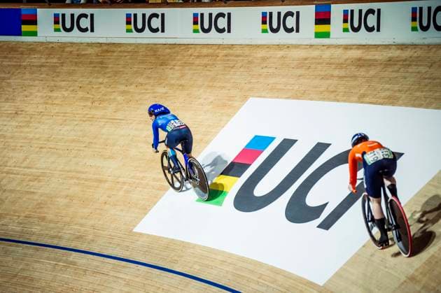 241017 Miriam Vece of Italy and Hetty van de Wouw of Netherlands competes in Women s Sprint during day 2 of the 2024 UCI Tissot Track cycling, Rad, Radsport, Bahnrad, Bahn World Championships on October 17, 2024 in Ballerup. Photo: Christian Örnberg BILDBYRAN COP 166 CO0480 cykling cycling sykling landslaget national team, Nationalteam 2 bbeng grappa33 Copyright: CHRISTIANxÖRNBERG BB241017CO033