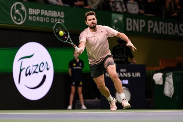 241017 Stan Wawrinka of Switzerland competes in a men s singles tennis match during day 6 of the ATP, Tennis Herren 250 Nordic Open on October 17, 2024 in Stockholm. Photo: Jesper Zerman BILDBYRAN kod JZ JZ0581 tennis atp 250 nordic open day 6 bbeng Copyright: JESPERxZERMAN BB241017JZ014
