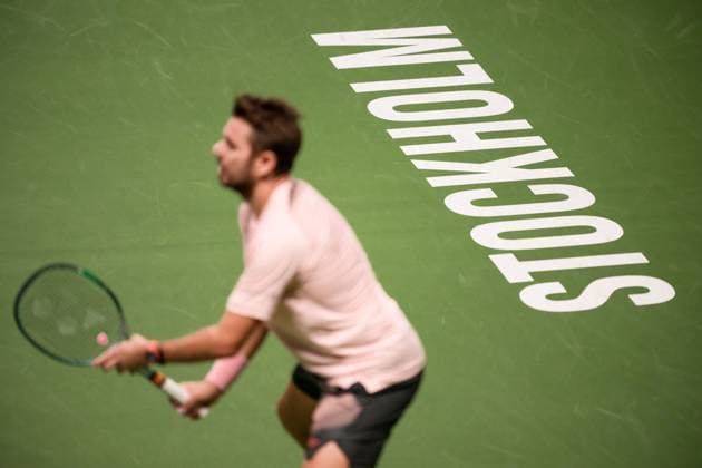 241017 Stan Wawrinka of Switzerland competes in a men s singles tennis match during day 6 of the ATP, Tennis Herren 250 Nordic Open on October 17, 2024 in Stockholm. Photo: Jesper Zerman BILDBYRAN kod JZ JZ0581 tennis atp 250 nordic open day 6 bbeng Copyright: JESPERxZERMAN BB241017JZ016