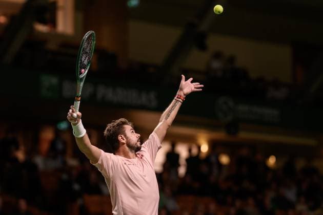 241017 Stan Wawrinka of Switzerland competes in a men s singles tennis match during day 6 of the ATP, Tennis Herren 250 Nordic Open on October 17, 2024 in Stockholm. Photo: Jesper Zerman BILDBYRAN kod JZ JZ0581 tennis atp 250 nordic open day 6 bbeng Copyright: JESPERxZERMAN BB241017JZ022