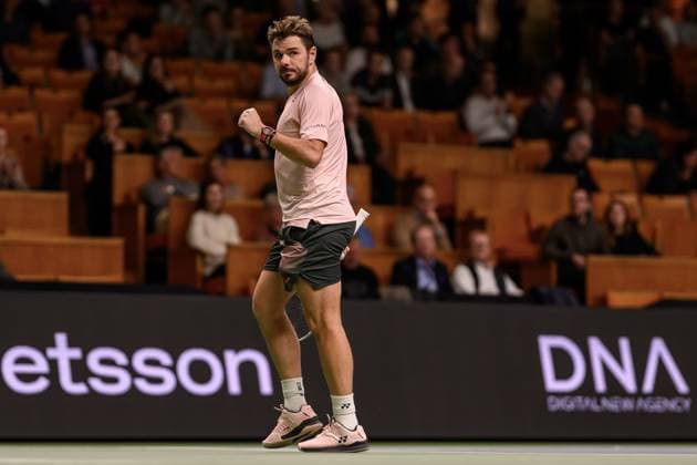 241017 Stan Wawrinka of Switzerland celebrates as he competes in a men s singles tennis match during day 6 of the ATP, Tennis Herren 250 Nordic Open on October 17, 2024 in Stockholm. Photo: Jesper Zerman BILDBYRAN kod JZ JZ0581 tennis atp 250 nordic open day 6 bbeng jubel Copyright: JESPERxZERMAN BB241017JZ025
