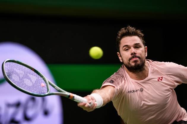 241017 Stan Wawrinka of Switzerland competes in a men s singles tennis match during day 6 of the ATP, Tennis Herren 250 Nordic Open on October 17, 2024 in Stockholm. Photo: Jesper Zerman BILDBYRAN kod JZ JZ0581 tennis atp 250 nordic open day 6 bbeng Copyright: JESPERxZERMAN BB241017JZ030