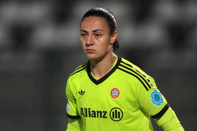 Biella, Italy, 16th October 2024. Maria-Luisa Grohs of Bayern Munchen looks on during the UEFA Womens Champions League match at Stadio Comunale Vittorio Pozzo Lamarmora, Biella. Picture credit should read: Jonathan Moscrop Sportimage EDITORIAL USE ONLY. No use with unauthorised audio, video, data, fixture lists, club league logos or live services. Online in-match use limited to 120 images, no video emulation. No use in betting, games or single club league player publications. SPI-3372-0089