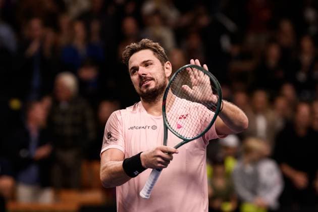 241017 Stan Wawrinka of Switzerland celebrates after a men s singles tennis match during day 6 of the ATP, Tennis Herren 250 Nordic Open on October 17, 2024 in Stockholm. Photo: Jesper Zerman BILDBYRAN kod JZ JZ0581 tennis atp 250 nordic open day 6 bbeng jubel Copyright: JESPERxZERMAN BB241017JZ034