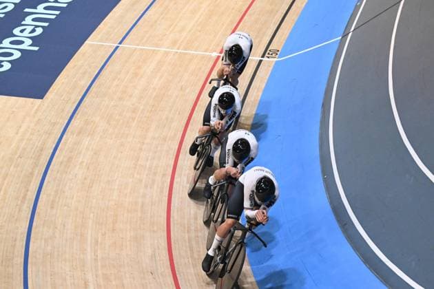 17-10-2024 World Championships Elite Track; Giornata 02; 2024, Germany; Boos, Benjamin; Teutenberg, Tim Torm; Jochum, Ben Felix; Kessler, Bruno; Velodromo Ballerup; 