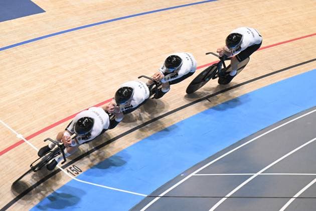 17-10-2024 World Championships Elite Track; Giornata 02; 2024, Germany; Boos, Benjamin; Teutenberg, Tim Torm; Jochum, Ben Felix; Kessler, Bruno; Velodromo Ballerup; 