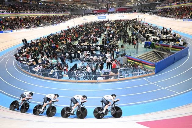 17-10-2024 World Championships Elite Track; Giornata 02; 2024, Germany; Boos, Benjamin; Teutenberg, Tim Torm; Jochum, Ben Felix; Kessler, Bruno; Velodromo Ballerup; 