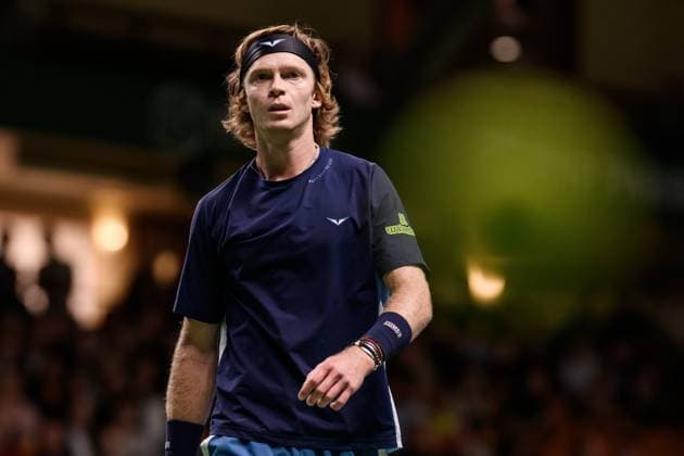 241017 Andrey Rublev of Russia competes in a men s singles tennis match during day 6 of the ATP, Tennis Herren 250 Nordic Open on October 17, 2024 in Stockholm. Photo: Jesper Zerman BILDBYRAN kod JZ JZ0581 tennis atp 250 nordic open day 6 bbeng Copyright: JESPERxZERMAN BB241017JZ058