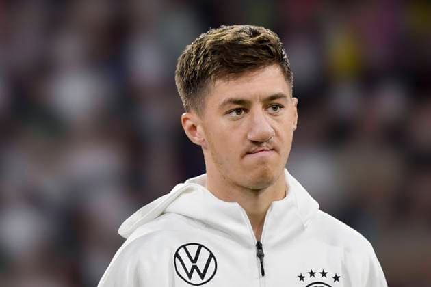 Angelo Stiller (Deutschland 19) Portrait, halbportrait, Bild, einzel, Einzelaufnahme, picture, single, solo, alleine, 14.10.2024 Fussball UEFA Nations League Deutschland vs Niederlande, Allianz Arena, Muenchen, Bayern Germany