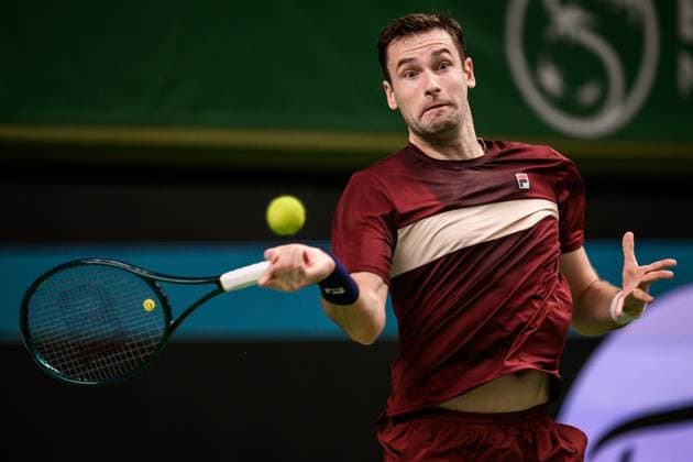 241017 Quentin Halys of France competes in a men s singles tennis match during day 6 of the ATP, Tennis Herren 250 Nordic Open on October 17, 2024 in Stockholm. Photo: Jesper Zerman BILDBYRAN kod JZ JZ0581 tennis atp 250 nordic open day 6 bbeng Copyright: JESPERxZERMAN BB241017JZ066