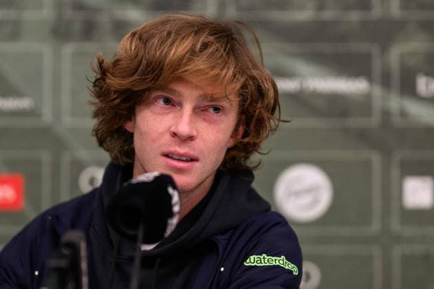 241017 Andrey Rublev of Russia at a press conference, PK, Pressekonferenz during day 6 of the ATP, Tennis Herren 250 Nordic Open on October 17, 2024 in Stockholm. Photo: Jesper Zerman BILDBYRAN kod JZ JZ0581 tennis atp 250 nordic open day 6 bbeng Copyright: JESPERxZERMAN BB241017JZ085