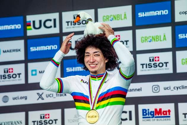 Sport Bilder des Tages 241017 Kento Yamasaki of Japan celebrates after Men s Keirin during day 2 of the 2024 UCI Tissot Track cycling, Rad, Radsport, Bahnrad, Bahn World Championships on October 17, 2024 in Ballerup. Photo: Christian Örnberg BILDBYRAN COP 166 CO0480 cykling cycling sykling landslaget national team, Nationalteam 2 bbeng grappa33 jubel Copyright: CHRISTIANxÖRNBERG BB241017CO111