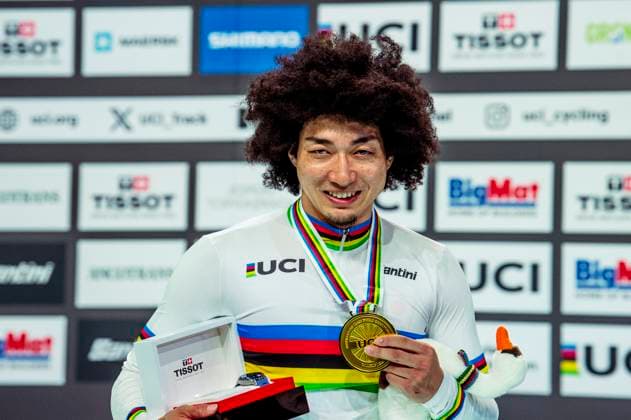241017 Kento Yamasaki of Japan celebrates after Men s Keirin during day 2 of the 2024 UCI Tissot Track cycling, Rad, Radsport, Bahnrad, Bahn World Championships on October 17, 2024 in Ballerup. Photo: Christian Örnberg BILDBYRAN COP 166 CO0480 cykling cycling sykling landslaget national team, Nationalteam 2 bbeng grappa33 jubel Copyright: CHRISTIANxÖRNBERG BB241017CO115