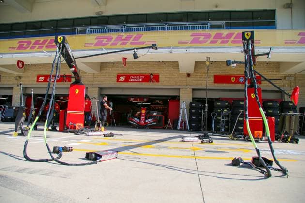 October 17, 2024, Austin, Texas, USA: Scuderia Ferrari garage during the Formula 1 Pirelli United States Grand Prix 2024, scheduled to take place at Circuit of Americas in Austin, TX (USA) Sept 18-20, 2024 Austin USA - ZUMAm217 20241017_zsp_m217_006 Copyright: xAlessioxDexMarcox