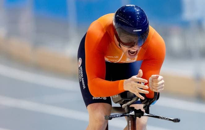 BALLERUP - Harrie Lavreysen during qualifying for the 1 km time trial on the third day of the World Track cycling, Rad, Radsport, Bahnrad, Bahn Championships at the Ballerup Super Arena. ANP IRIS VAN DEN BROEK xVIxANPxSportx xxANPxIVx 511149577 originalFilename: 511149577.jpg