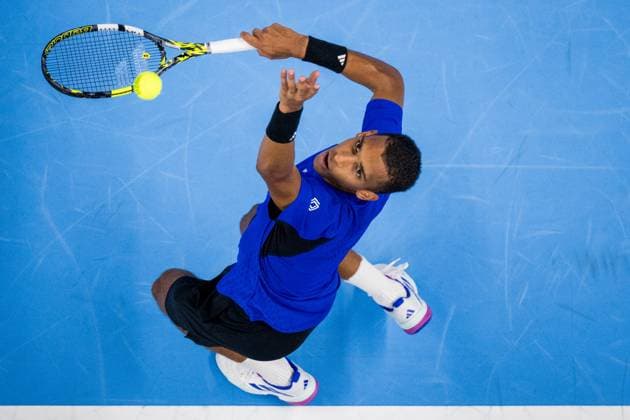 Sport Bilder des Tages Spanish Roberto Bautista-Agut pictured in action during a tennis match in the quarter finals of the singles competition at the ATP, Tennis Herren European Open Tennis tournament in Antwerp, Friday 18 October 2024. JASPERxJACOBS  x102869898x
