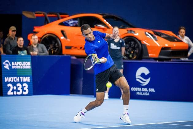 Canadian Felix Auger-Aliassime pictured in action during a tennis match in the quarter finals of the singles competition at the ATP, Tennis Herren European Open Tennis tournament in Antwerp, Friday 18 October 2024. JASPERxJACOBS  x102876408x