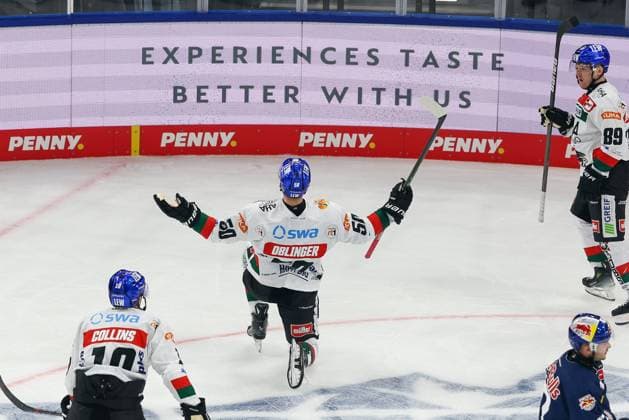 Sport Themen der Woche KW42 Sport Bilder des Tages Torjubel von Alexander Oblinger 50 (Augsburger Panther) zum 0:1, EHC Red Bull Muenchen vs. Augsburger Panther, 10. Spieltag, Eishockey, Penny-DEL, 18.10.2024 Muenchen Bayern Deutschland *** Goal celebration of Alexander Oblinger 50 Augsburger Panther to 0 1, EHC Red Bull Muenchen vs Augsburger Panther, 10 Matchday, Ice Hockey, Penny DEL, 18 10 2024 Muenchen Bayern Germany Copyright: xkolbert-press ChristianxKolbertx