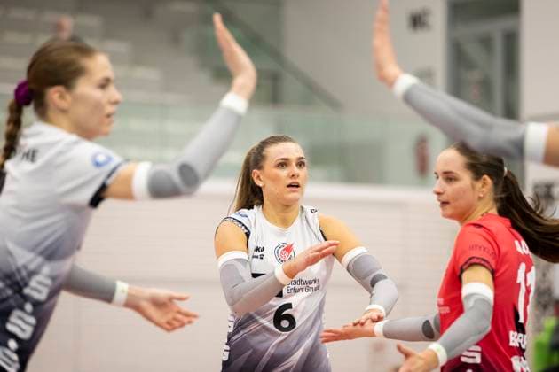 1. Volleyball Bundesliga Frauen: Schwarz-Weiss Erfurt vs. USC Münster; Erfurt; 18.10.2024 Kira Thomsen ( 6; Schwarz-Weiss Erfurt) 1. Volleyball Bundesliga Frauen: Schwarz-Weiss Erfurt vs. USC Münster; Riethsporthalle Erfurt; 18.10.2024 Copyright: xBEAUTIFULxSPORTS Duehringx