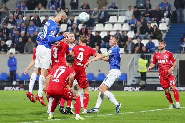 18.10.2024, xtvx, Fussball 2.Bundesliga, SV Darmstadt 98 - 1.FC Köln emspor, v.l. Goal scored, Tor zum 5:1 Aleksandar Vukotic (SV Darmstadt 98) (DFL DFB REGULATIONS PROHIBIT ANY USE OF PHOTOGRAPHS as IMAGE SEQUENCES and or QUASI-VIDEO) Darmstadt