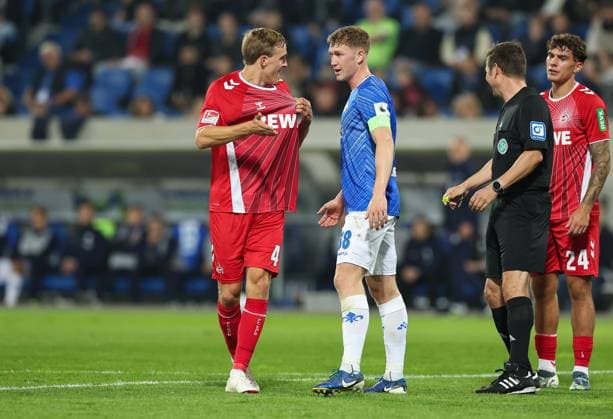 18.10.2024, xdcx, Fussball 2. Bundesliga, SV Darmstadt 98 - 1. FC Köln, emonline, emspor, despor, v.l., Timo Hübers (1. FC Köln), Clemens Riedel (SV Darmstadt 98) DFL DFB REGULATIONS PROHIBIT ANY USE OF PHOTOGRAPHS AS IMAGE SEQUENCES AND OR QUASI-VIDEO.