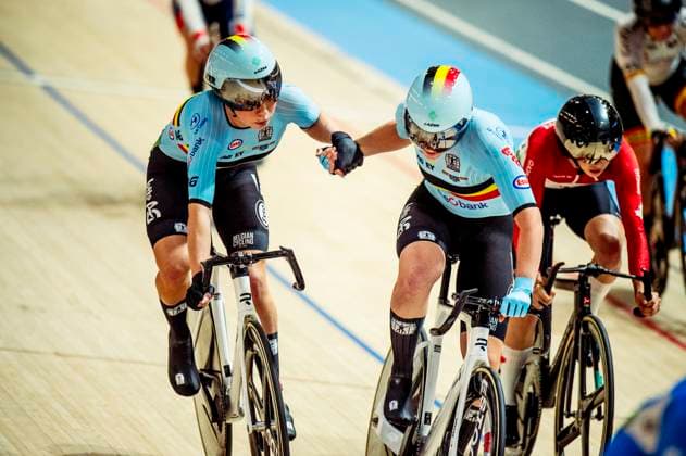 241019 Helene Hesters of Belgium and Katrijn de Clercq of Belgium competes in Women s Madison during day 4 of the 2024 UCI Tissot Track cycling, Rad, Radsport, Bahnrad, Bahn World Championships on October 19, 2024 in Ballerup. Photo: Christian Örnberg BILDBYRAN COP 166 CO0481 cykling cycling sykling cykel vm cykel2024 uci tissot track cycling world championships wc 2024 uci tissot track cycling world championships 4 bbeng grappa33 Copyright: CHRISTIANxÖRNBERG BB241019CO075