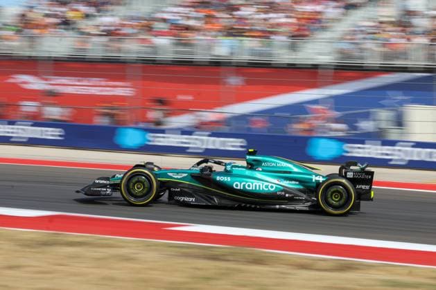 AUSTIN, TX - OCTOBER 19: Aston Martin Aramco F1 Team driver Fernando Alonso (14) of Spain speeds through turn 19during the Sprint Race of the Formula 1 Pirelli United States Grand Prix on October 19, 2024, at Circuit of The Americas in Austin, Texas. (Photo by David Buono Icon Sportswire) AUTO: OCT 19 F1 Pirelli United States Grand Prix EDITORIAL USE ONLY Icon2410190981