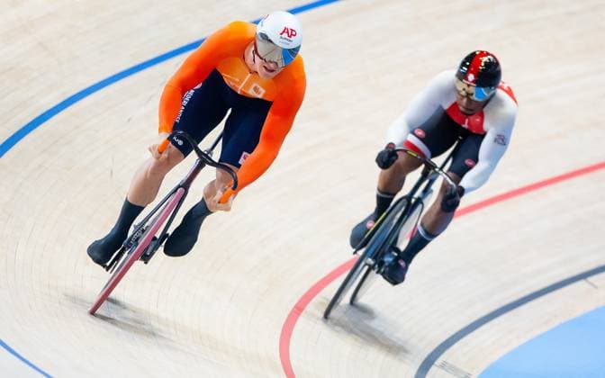 BALLERUP - Jeffrey Hoogland and Nicholas Paul (TTO) in action at the sprint semifinals on the fourth day of the World Track cycling, Rad, Radsport, Bahnrad, Bahn Championships at the Ballerup Super Arena. ANP IRIS VAN DEN BROEK xVIxANPxSportx xxANPxIVx 511343519 originalFilename: 511343519.jpg
