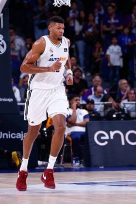 October 20, 2024, Madrid, Madrid, SPAIN: Walter Samuel Tavares da Veiga of Real Madrid in action during the Spanish League, Liga ACB Endesa, basketball match played between Real Madrid and Basquet Girona at WiZink Center on October 20, 2024, in Madrid, Spain. Madrid SPAIN - ZUMAa181 20241020_zaa_a181_039 Copyright: xDennisxAgyemanx